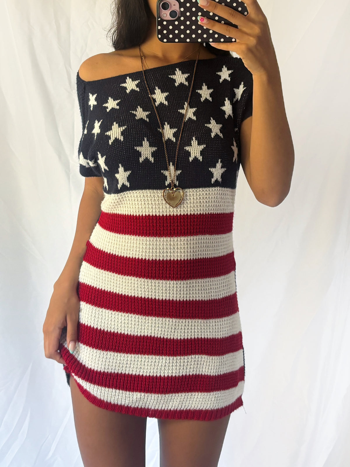 Vintage Stars & Stripes Knit Mini Dress