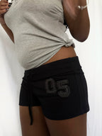 2000's Low Rise Jet Black Varsity Shorts