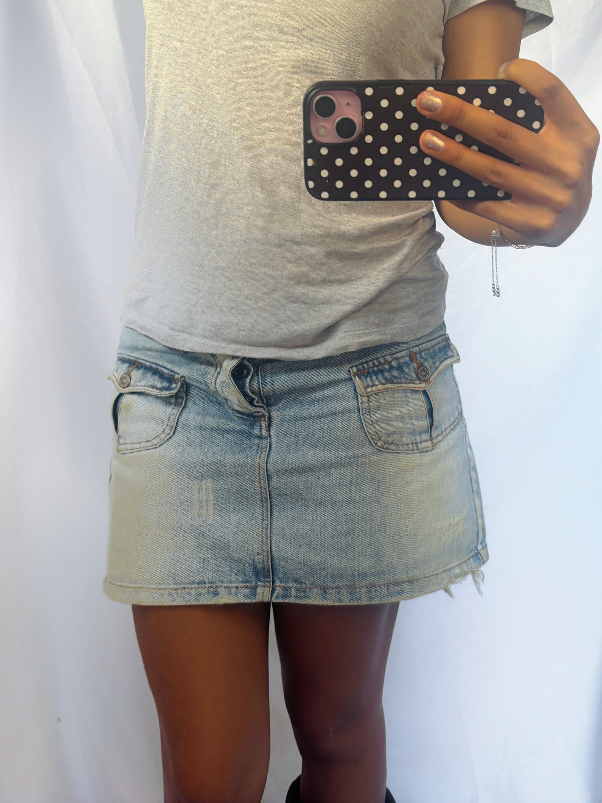 Vintage 00's Wash Denim Mini Skirt