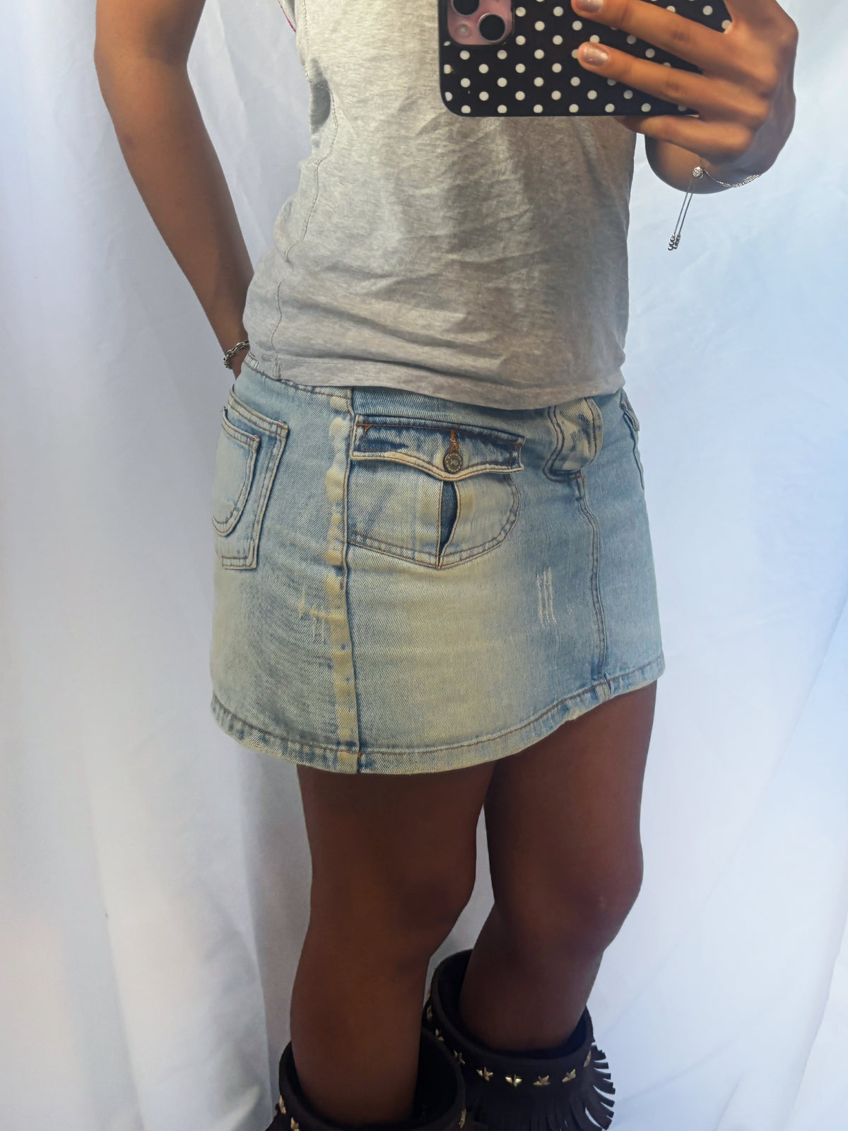 Vintage 00's Wash Denim Mini Skirt