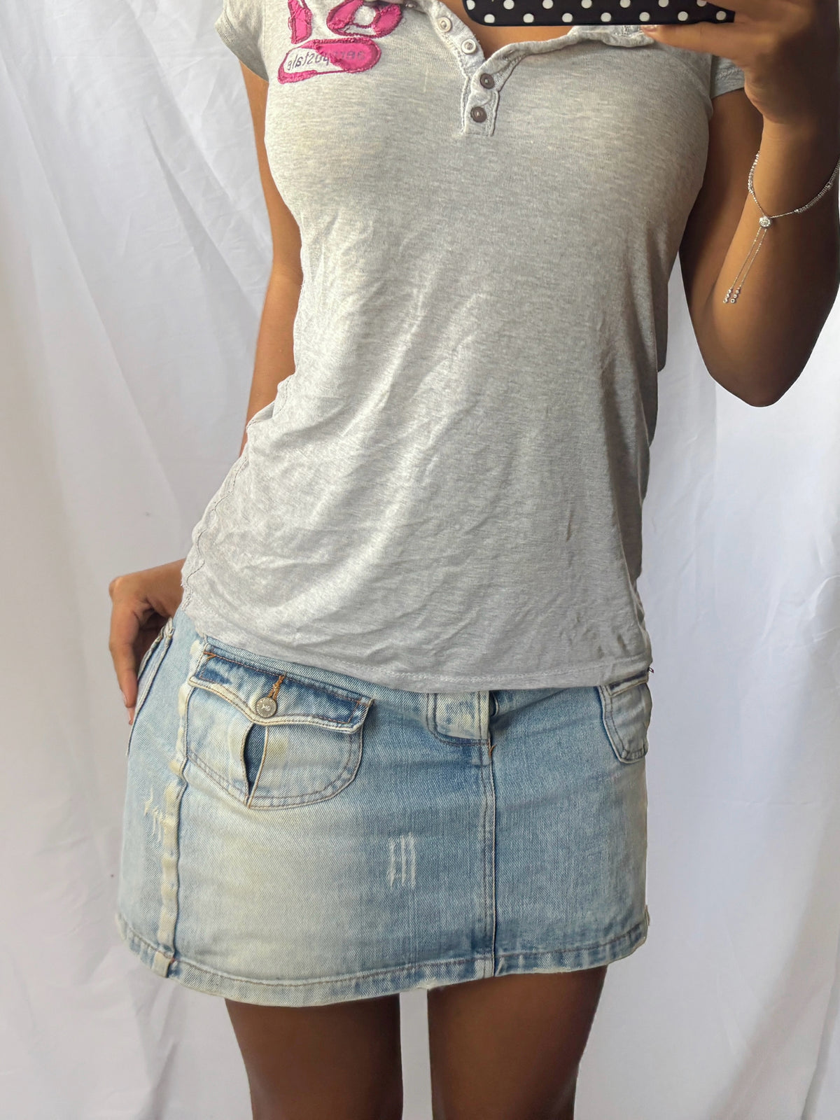 Vintage 00's Wash Denim Mini Skirt