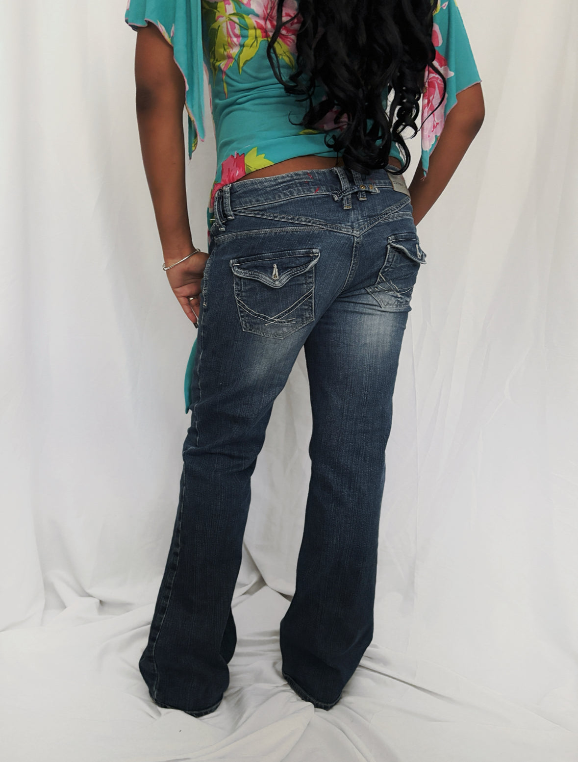 Vintage Low Rise Bootcut Mid Wash Jeans