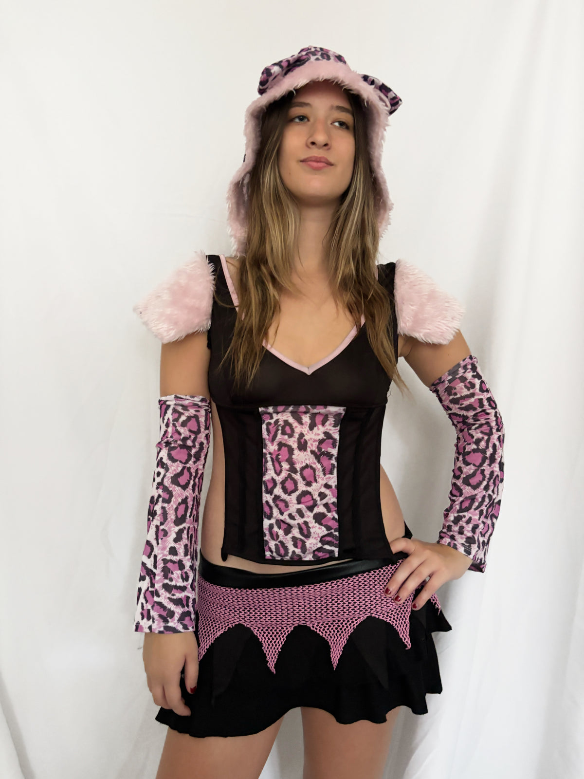 00's Raver Pink Snow Leopard Costume