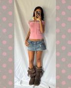 2000's Fur Collar Knit Top