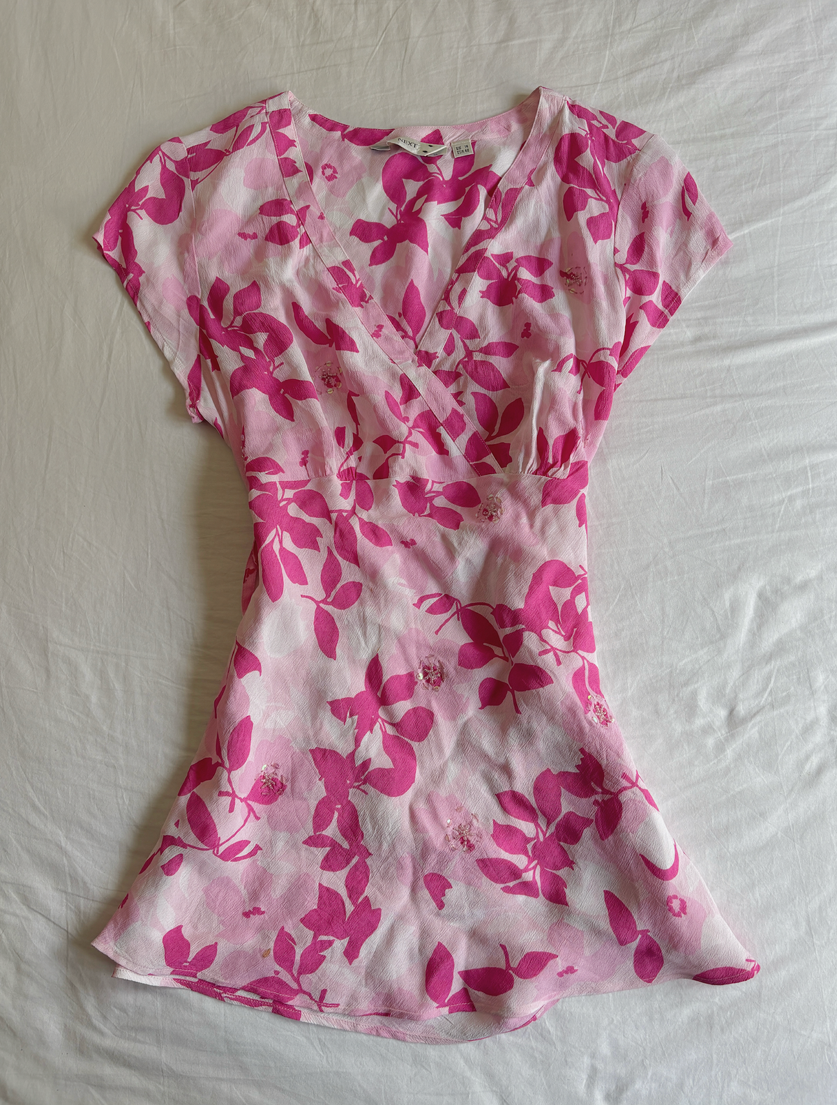 Vintage Pink Sequin Wrap Mini Dress