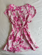 Vintage Pink Sequin Wrap Mini Dress
