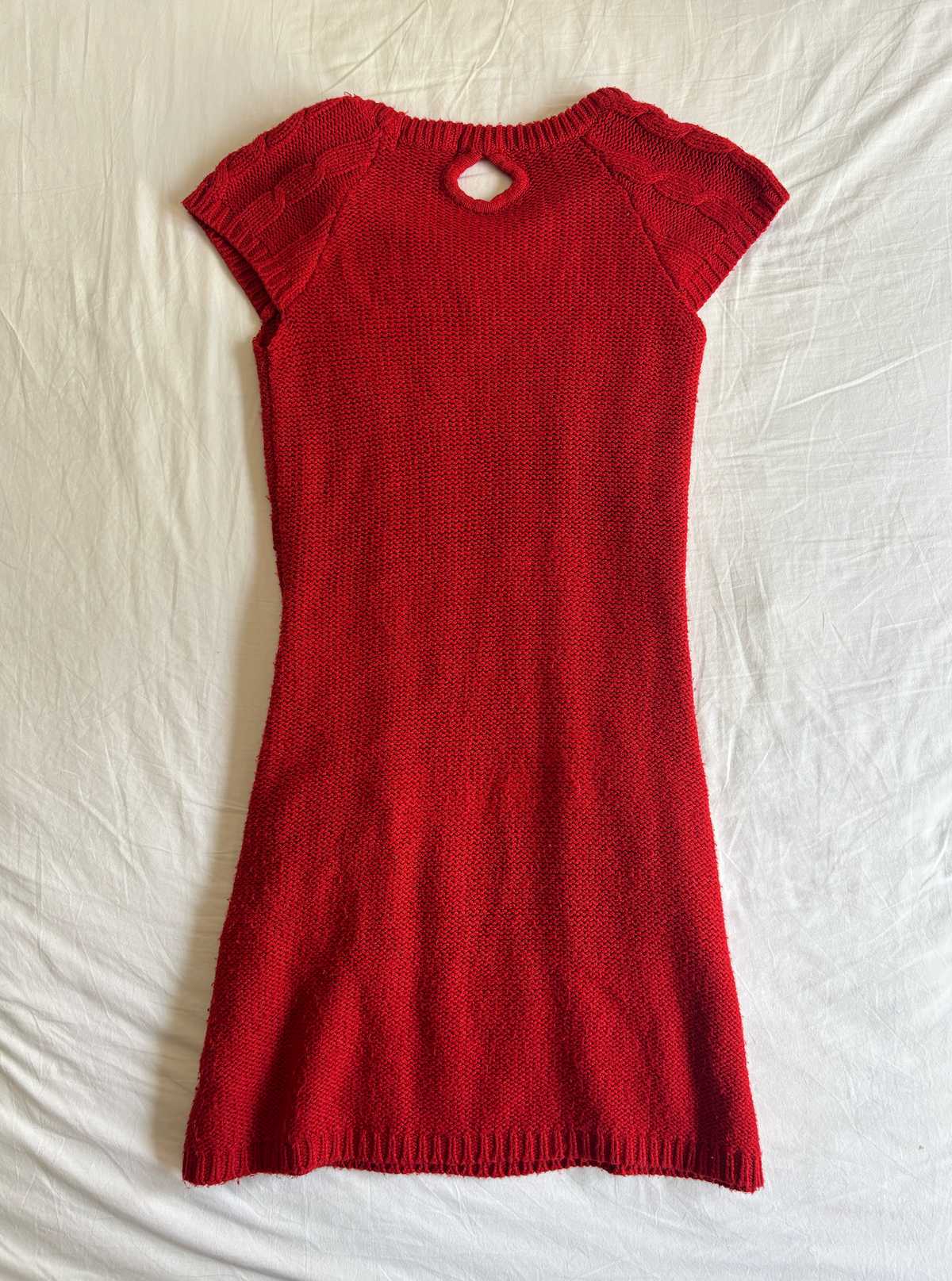 Vintage Red Cable Knit Mini Dress