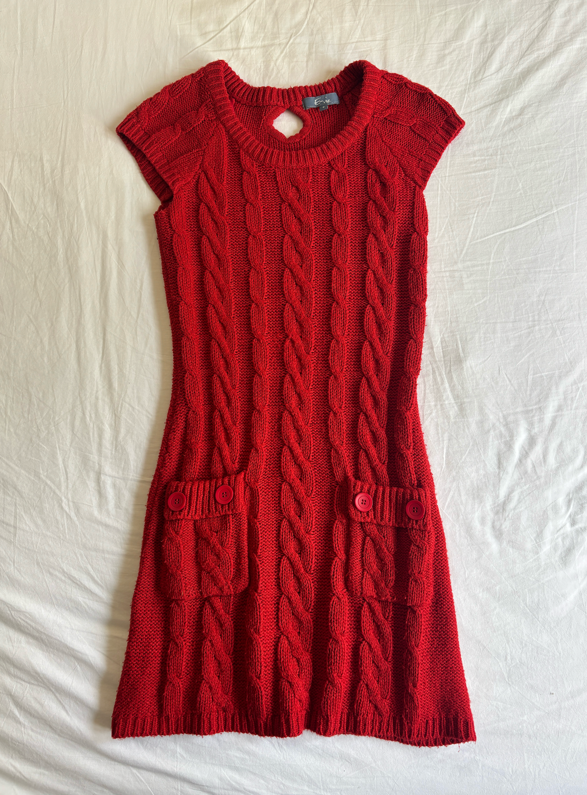 Vintage Red Cable Knit Mini Dress