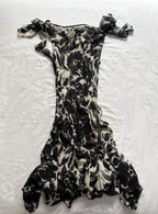 Vintage Long Silk Ruffle Dress