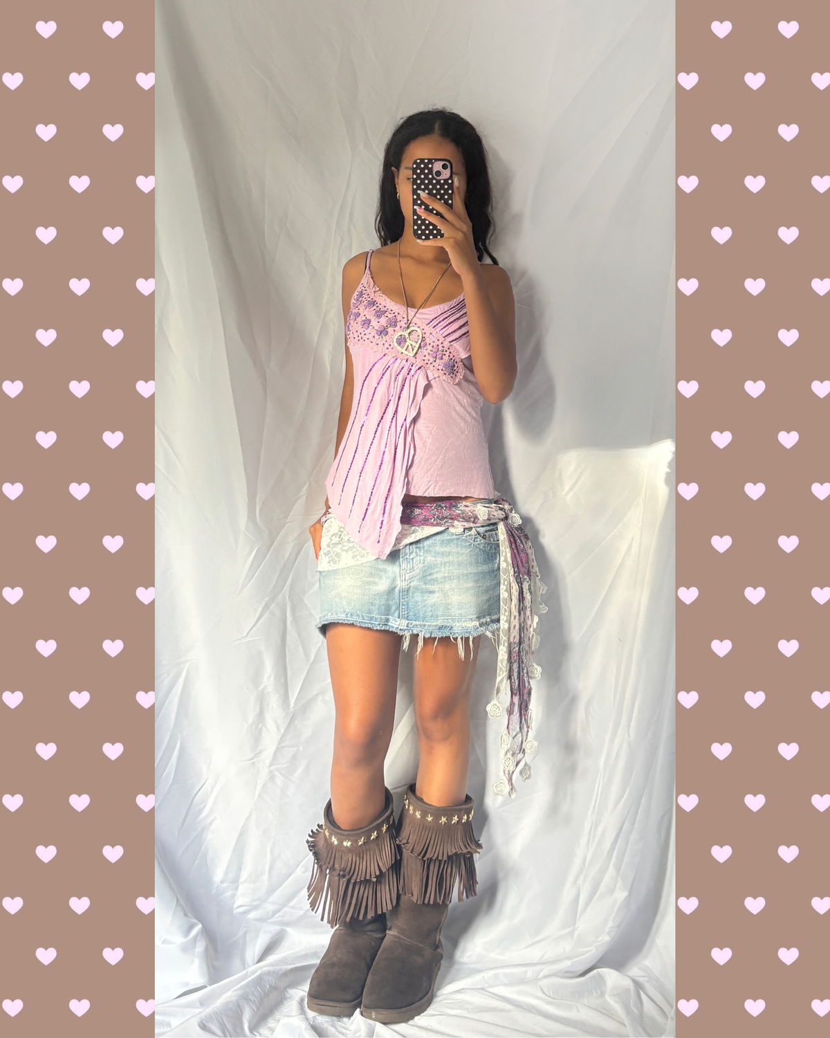 Vintage 2000s' Asymmetric Pink Sequin Cami