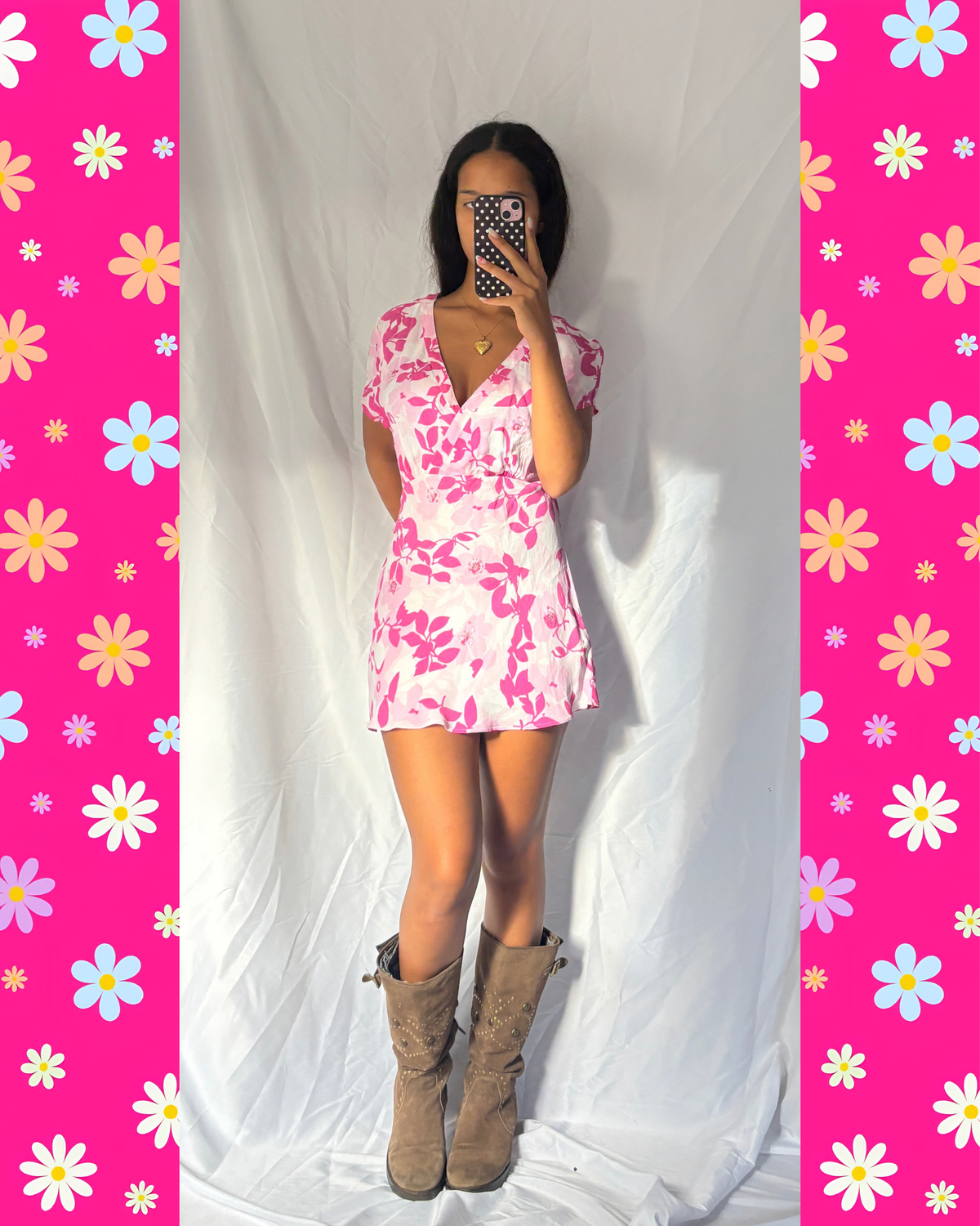 Vintage Pink Sequin Wrap Mini Dress