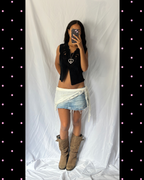 Vintage Suede Crochet Trim Vest