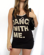 2000's Black Slogan Beaded Mini Dress